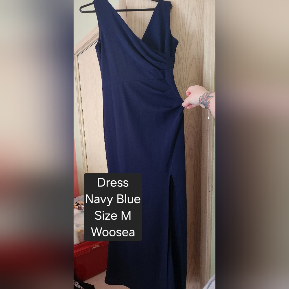 Elegant Navy Blue Women's Dress Size M